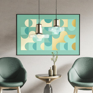 Hip Abstract Circles Wavy Gold Mosaic Art Pattern Foil Prints