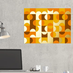 Hip Abstract Circles Wavy Gold Mosaic Art Pattern  Foil Prints