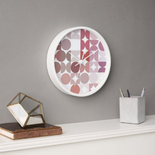 Hip Abstract Half Circles Fusion Art Pattern Clock
