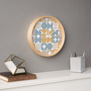 Hip Abstract Half Circles Industrial Fusion Art Clock