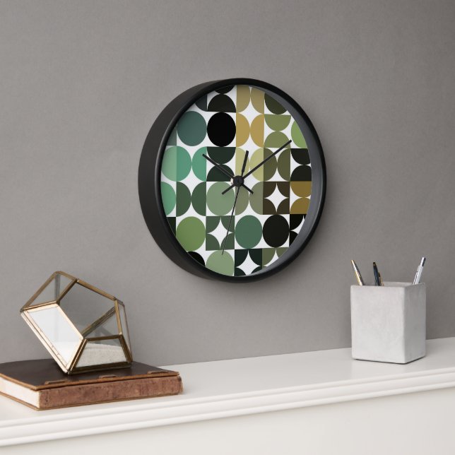 Hip Abstract Half Circles Industrial Fusion Art Clock (Office)