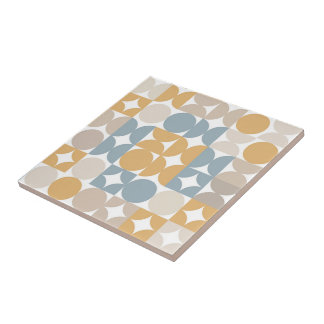 Hip Abstract Half Circles Industrial Fusion Art Tile