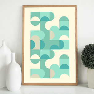 Hip Abstract Half Circles Wavy Mosaic Art Pattern  Poster