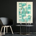 Hip Abstract Half Circles Wavy Mosaic Art Pattern  Poster<br><div class="desc">Beautiful contemporary taupe beige, ivory cream off-white, teal blue, mint and light aqua turquoise green coloured geometric half circles and squares mosaic pattern. Elegant, stylish and eclectic minimalism design for the artistic hip trendsetter, vintage retro art style or abstract digital geometric motif lover. Match this design with your interior decor...</div>