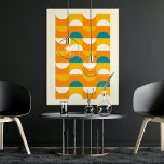 Hip Abstract Half Circles Wavy Mosaic Art Pattern Poster<br><div class="desc">Beautiful contemporary orange, ivory cream off-white, sunny yellow and teal blue green coloured wavy geometric half circles and squares pattern. Elegant, stylish and eclectic minimalism design for the artistic hip trendsetter, vintage retro art style or abstract digital geometric motif lover. Match this design with your interior decor colours and decorate...</div>