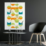 Hip Abstract Half Circles Wavy Mosaic Art Pattern  Poster<br><div class="desc">Beautiful contemporary orange, ivory cream, white, lime green and teal blue green coloured wavy geometric half circles and squares pattern. Elegant, stylish and eclectic minimalism design for the artistic hip trendsetter, vintage retro art style or abstract digital geometric motif lover. Match this design with your interior decor colours and decorate...</div>