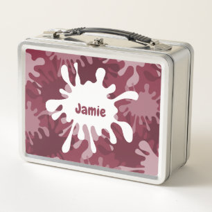 Hip Abstract Red Painting Splatter Metal Lunch Box
