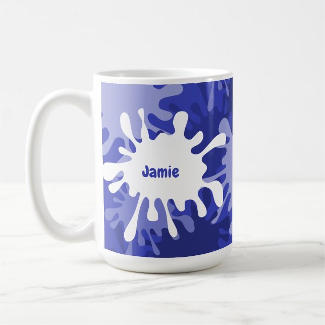 Hip Abstraite peinture bleue Splatter Thé Mug (Gauche)