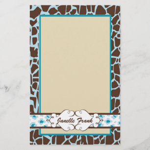 Hip and Chic Animal Print: Blue Stationery