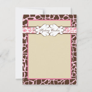 Hip and Chic Animal Print Note Card: Pink Card