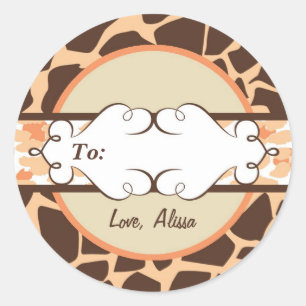 Hip and Chic Animal Print: Orange Classic Round Sticker
