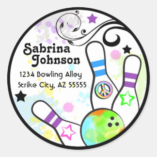 Hip and Colourful Bowling Address Label