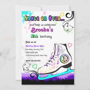 Hip and Colourful Ice Skate Invitation