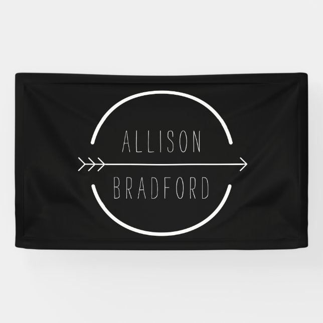 Hip and Rustic Arrow Logo on Black Banner (Horizontal)