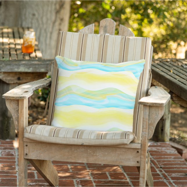 Hip Artistic Abstract Retro Cool Wave Art Pattern  Outdoor Pillow (Chair)