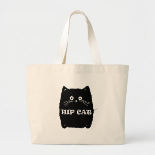 HIP BLACK CAT CATS lover design Large Tote Bag