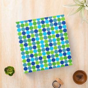 Hip Blue and Green Polka Dot 1.5 Inch Binder
