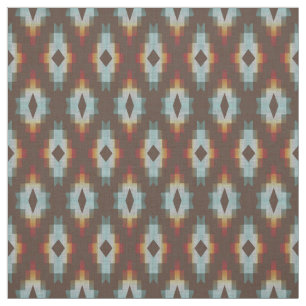 Hip Blue Orange Red Brown Tribal Art Pattern Fabric