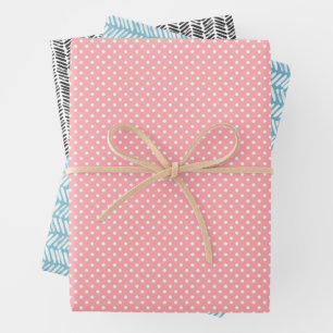 Hip Blush Pink Teal Black White Abstract Zigzag Wrapping Paper Sheet