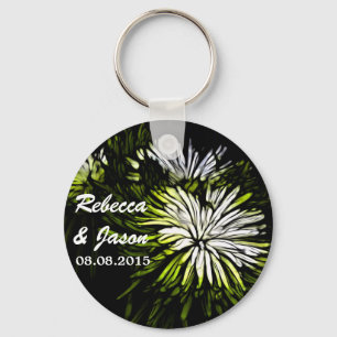 Hip bohemian green Chrysanthemum wedding Keychain