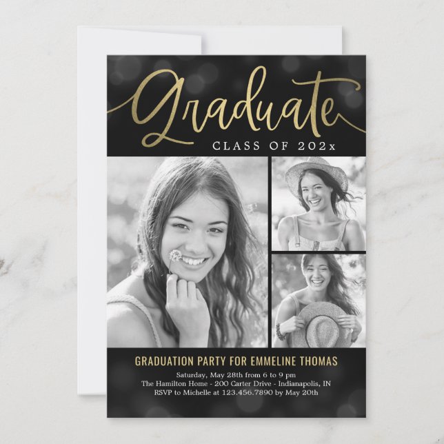 Hip Bokeh EDITABLE COLOR Graduation Invitation (Front)