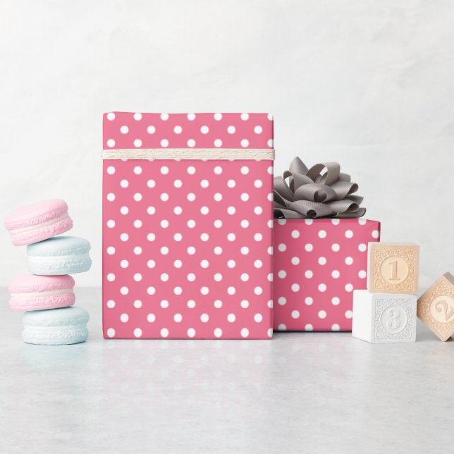 Hip Candy Pink Red White Polkadots Pattern Wrapping Paper (Baby Shower)