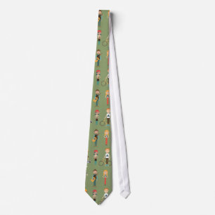 Hip Cartoon People Illustrations Pattern (Green) Tie