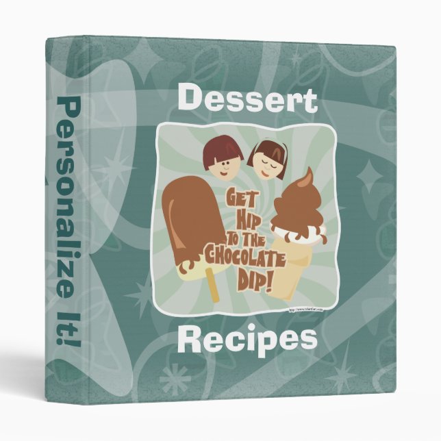Hip Chocolate Dip Cute Cartoon Ice Cream Slogan Binder (Front/Spine)