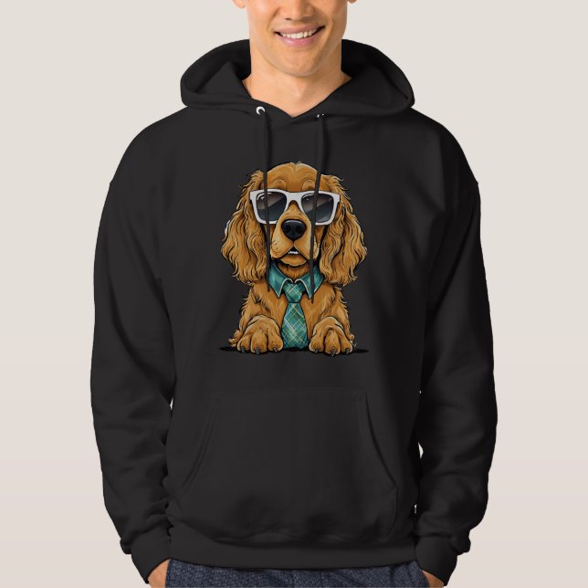 Hip Cocker Spaniel In Sunglasses Hoodie (Front)