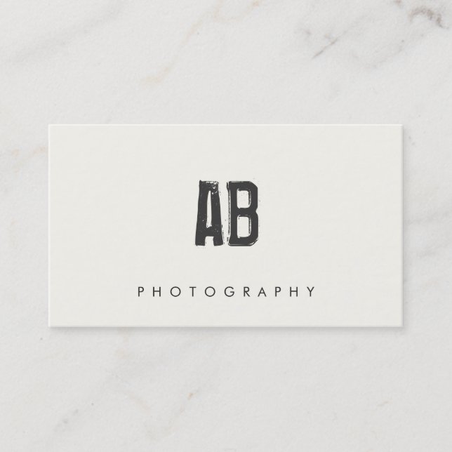 Hip Cool and Edgy, Simple Black and White Monogram Business Card (Front)
