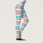 Hip Coral Red Yellow Turquoise Stripes Art Pattern Leggings<br><div class="desc">Fun workout leggings for women. With beautiful contemporary coral, turquoise blue and yellow stripes, and red polka dots pattern. Ornate, funky, modern and whimsical hipster design for the elegant artistic fashionista or artsy fashion diva, hip trendsetter, vintage retro art style or abstract geometric motif lover. Show off your unique and...</div>
