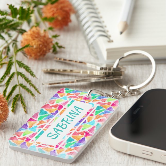 Hip Custom Triangles Polygon Mosaic Aquarelle Art (Devant droit)