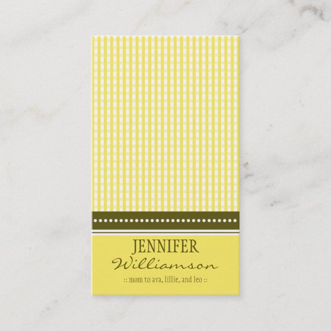 Hip Customized Gingham Mommy Calling Cards :: 05 (Front)