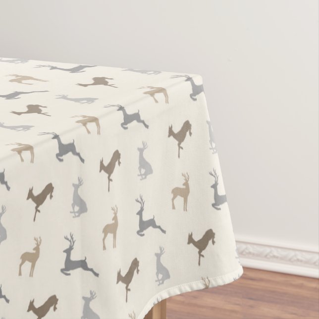 Hip Deer Pattern in Neutral Browns Tablecloth (In Situ)