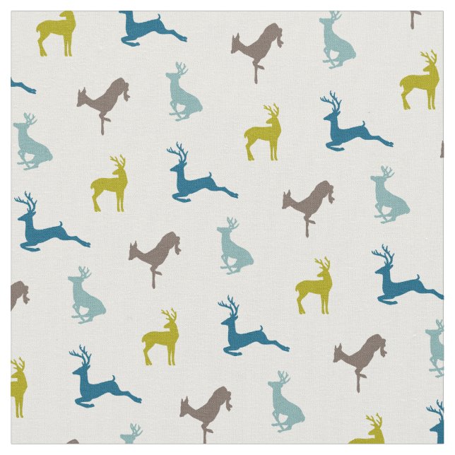 Hip Deer Pattern in Retro Colours Fabric (Close Up)