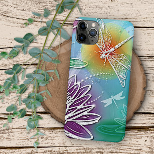 Hip Dragonfly Pretty Modern Spring Floral Art Case-Mate iPhone Case