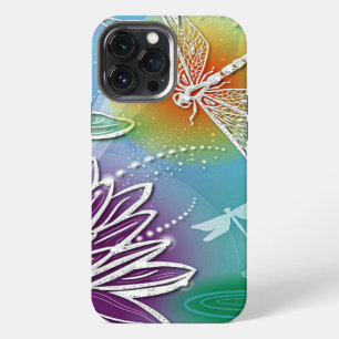 Hip Dragonfly Pretty Modern Summer Floral Art iPhone 13 Pro Max Case