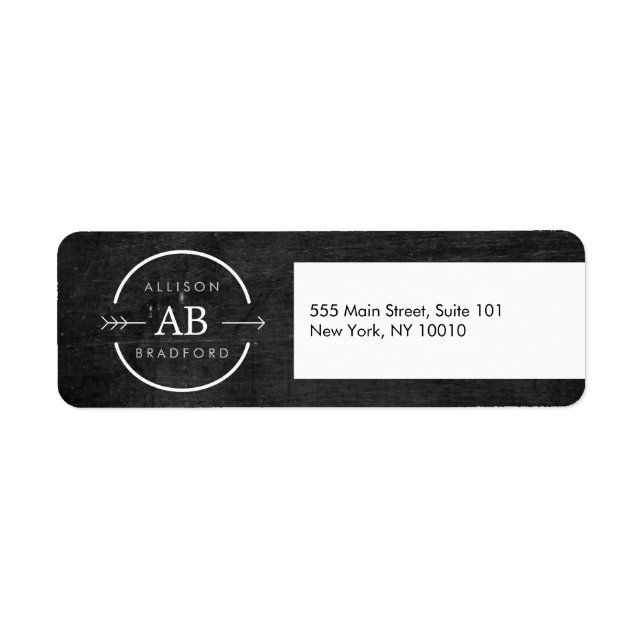 HIP & EDGY MONOGRAM LOGO with ARROW on BLACK WOOD (Front)