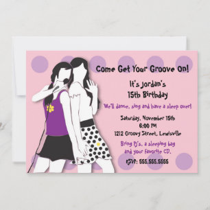 Hip Girls Singing in Pink and Purple Invitation
