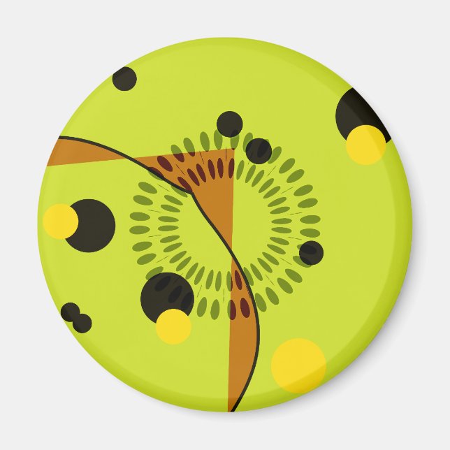 Hip Green and Black Geometric Circles Pattern Magnet (Front)