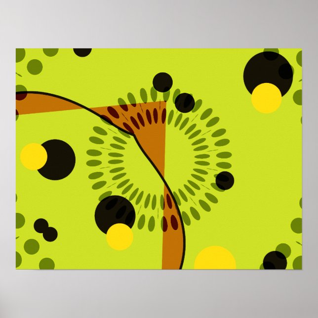 Hip Green and Black Geometric Circles Pattern Poster (Front)
