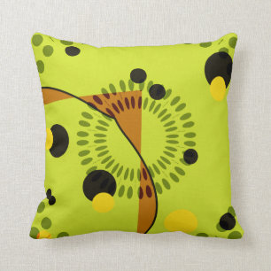 Hip Green and Black Geometric Circles Pattern Throw Pillow