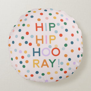 Hip Hip Hooray Birthday Party Congrats Round Pillow