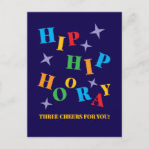 Hip Hip Hooray Colourful Congratulations Postcard