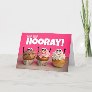 Hip Hip Hooray Congratulations For Anyone Cupcakes Holiday Card