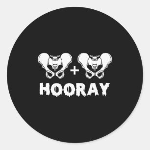 Hip Hip Hooray Funny Anatomy Pun Skeleton Bone  Classic Round Sticker