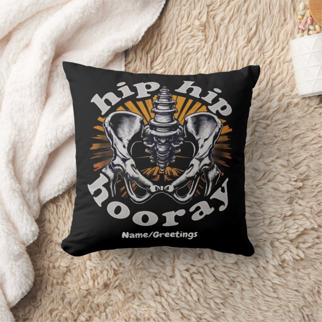 Hip Hip Hooray Funny Hip Replacement Surgery  Throw Pillow (Blanket)