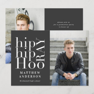 Hip hip hooray photo graduation party multi photo announcement