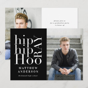 Hip hip hooray photo graduation party multi photo announcement
