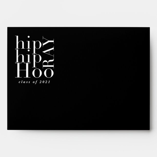 Hip hip hourra graduation moderne enveloppe graphi (Devant)